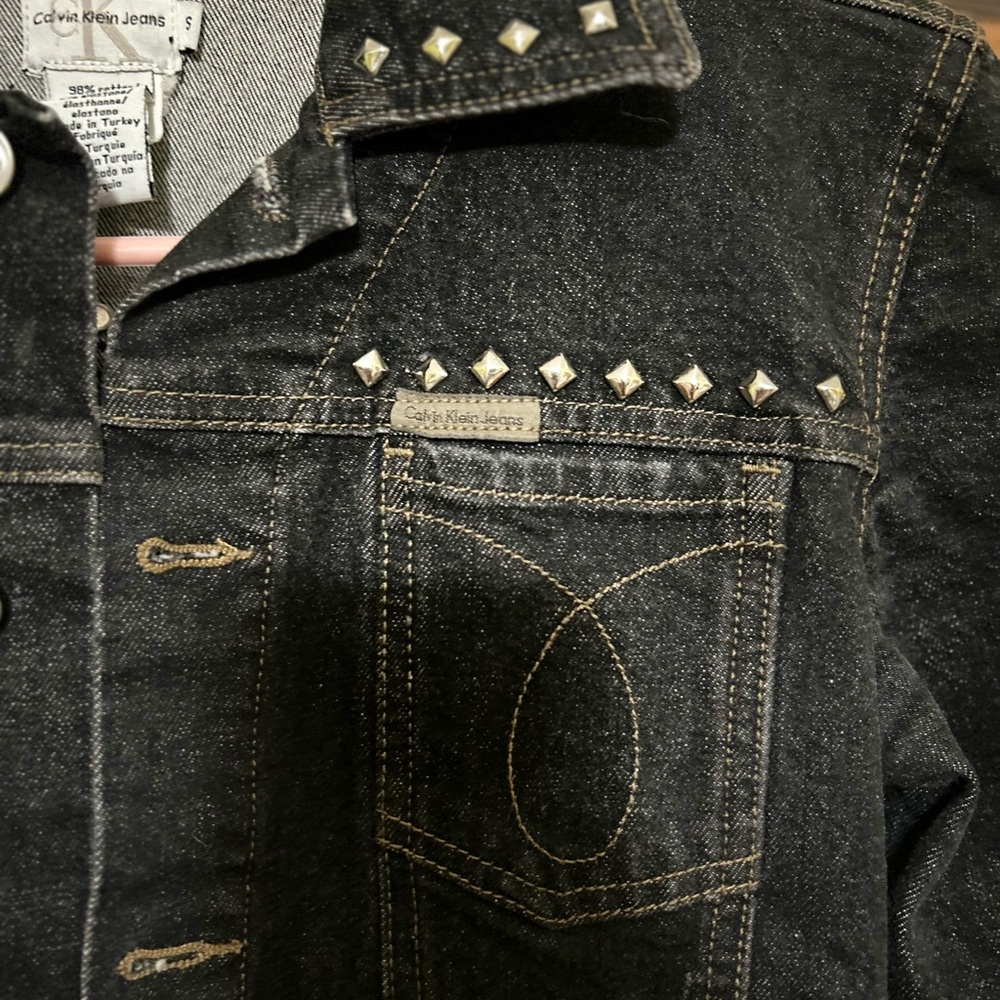 Calvin Klein denim studded jacket. Size small.